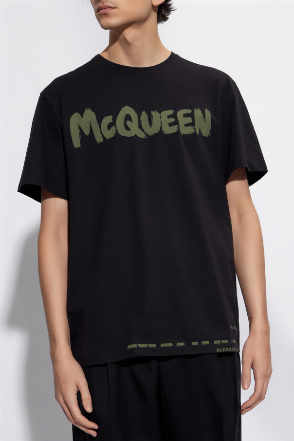 【関税・送料込み】ALEXANDER MCQUEEN BLACK COTTON T-SHIRT Men's McQueen-T-Shirt in Black | McQueen US